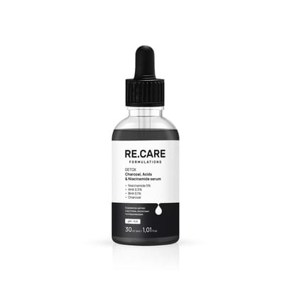 Сироватка-детокс для обличчя Re.Care Detox Charcoal Acids & Niacinamide Serum з вугіллям, кислотами та ніацинамідом 30 мл
