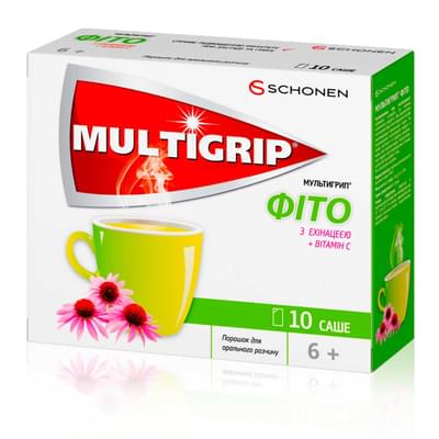 Мультигрип Фіто з ехінацеєю + вітамін С порошок д/орал. розчину по 14 г №10 (саше)