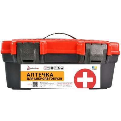 Аптечка медицинская автомобильная-2 Poputchik для микроавтобусов от 9 пасажиров согласно ТУ (02-011-П) пластиковый футляр