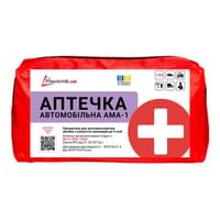 Аптечка медицинская автомобильная АМА-1 Poputchik для транспорта с количеством пассажиров до 9 человек согласно ДСТУ 3961-2000 (02-076-М) мягкий футляр