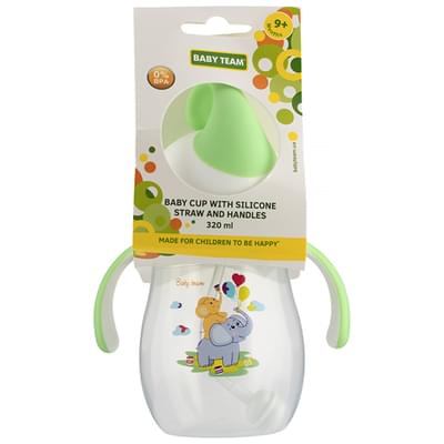 Поїльник дитячий BABY TEAM (Бебі Тім) артикул 5009 з силіконовою трубочкою Слоник 320 мл