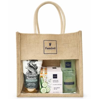 Набор для лица и тела Famirel Свежесть и детокс: гель для умывания 200 мл + крем для лица 50 мл + крем для тела 180 мл