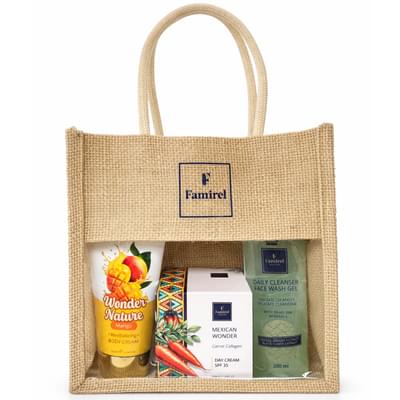 Набор для лица и тела Famirel Лифтинг и сияние: гель для умывания 200 мл + крем для лица 50 мл + крем для тела 180 мл