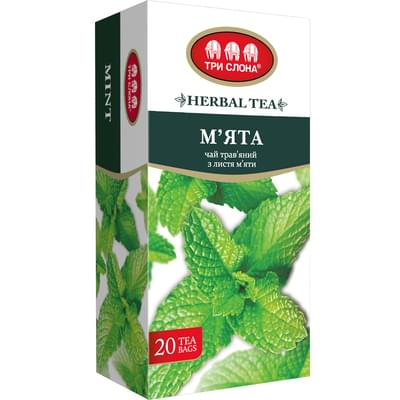 Чай травяной ТРИ СЛОНА Мята в фильтр-пакетах по 1 г 20 шт