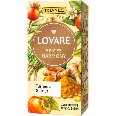 Бленд чая трав’яного LOVARE (Ловаре) Spices Harmon зі спеціями, плодами та ароматом хурми і мандарина в фільтр-пакетах по 1,8 г 24 шт