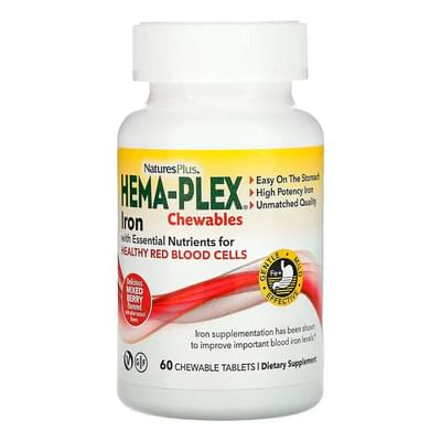 Natures Plus Витаминно-минеральный комплекс Hema-Plex таблетки жев. с ягодным вкусом №60