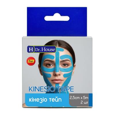 Пластырь медицинский Dr. House Кинезио тейп голубой 2,5 см х 5 м 2 шт.