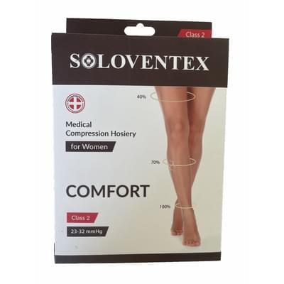 Панчохи компресійні Soloventex 320-532 жіночі з відкритим носком, клас компресії II (23-25 мм рт.ст) високі бежеві розмір L