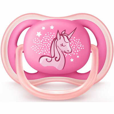 Пустушка силіконова Avent SCF 546/12 Ultra Air ортодонтична з декором для дівчаток з 6 до 18 місяців