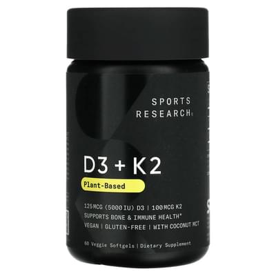 Sports Research Вітамін D3 + К2 Vitamin D3+K2 5000IU/100mcg капсули №60