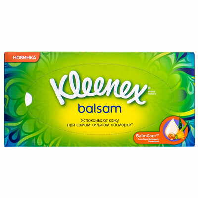 Серветки паперові Kleenex Balsam тришарові в коробці 72 шт.