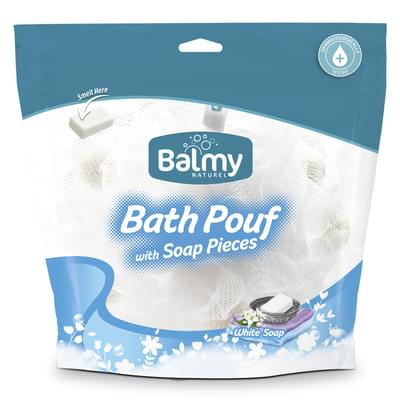 Мочалка для тела Balmy 05466 синтетическая с кусочками белого мыла