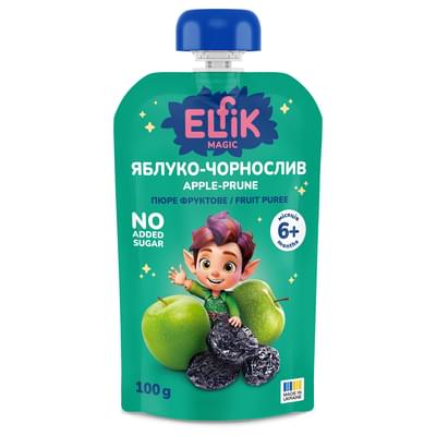 Пюре фруктове дитяче Elfik Magic яблуко, чорнослив дой-пак 100 г