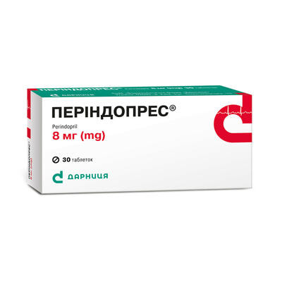 Периндопрес таблетки по 8 мг №30 (3 блистера х 10 таблеток)