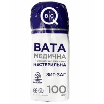 Вата медична BigQ нестерильна гігроскопічна зиг-заг 100 г