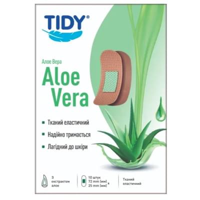 Пластырь медицинский Tidy с экстрактом алоэ на тканевой основе 2,5 см х 7,2 см 10 шт.