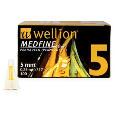Голки для шприц-ручки Wellion Medfine plus універсальні розмір 31G (0,25 мм x 5 мм) 100 шт.