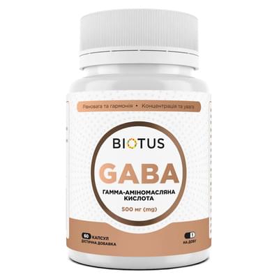 GABA (гамма-аминомасляная кислота) Biotus  капсулы по 500 мг №100 (флакон)