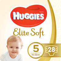 Підгузки Huggies Elite Soft розмір 5, 12-22 кг, 28 шт.