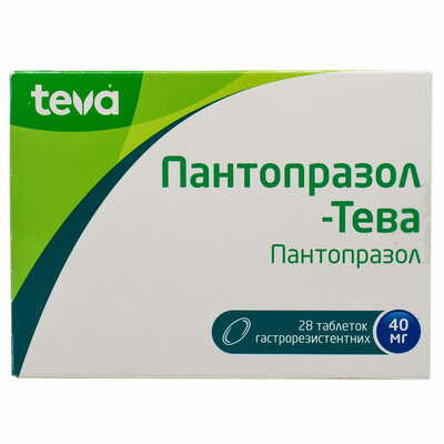 Пантопразол-Тева таблетки по 40 мг №28 (4 блістери х 7 таблеток)