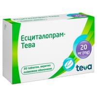 Есциталопрам-Тева таблетки по 20 мг №30 (3 блістери х 10 таблеток)