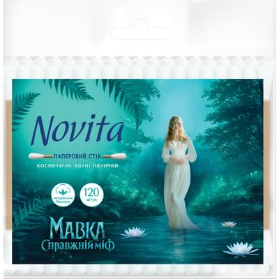 Ватяні палички Novita Soft Mavka на паперовому стіку в пакеті 120 шт.
