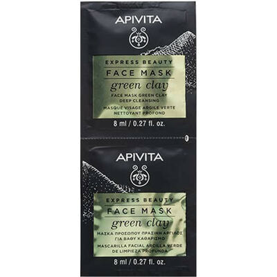 Маска для лица Apivita Express Beauty глубокого очищения с зеленой глиной по 8 мл 2 шт.