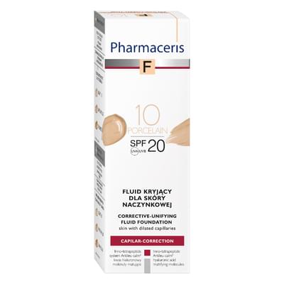 Флюїд для обличчя PHARMACERIS (Фармацеріс) F тональний для капілярної шкіри SPF20 відтінок 10 порцеляновий 30 мл