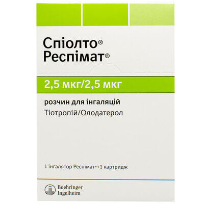 Спиолто Респимат раствор д/инг. 2,5 мкг / 2,5 мкг по 4 мл (60 доз) (картриджи + ингалятор)