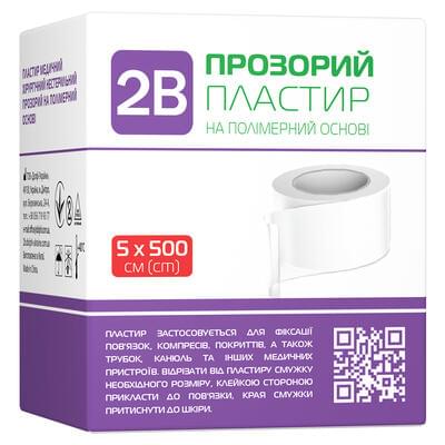 Пластырь хирургический 2B прозрачный нестерильный на полимерной основе 5 см х 500 см 1 шт.
