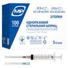 Шприц Medplast гіподермальний 3-компонентний з 2 голками 22G та 23G 5 мл