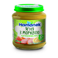 Пюре м`ясо-овочеве Hamanek Ягня з морквою та картопляним з 6-ти місяців 190 г