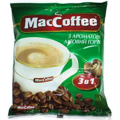 Напій кавовий Maccoffee 3 в 1 з ароматом лісового горіха в пакетик по 18 г 20 шт.