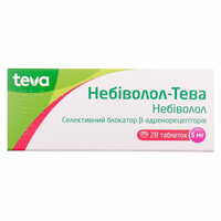 Небіволол-Тева таблетки по 5 мг №28 (2 блістери х 14 таблеток)