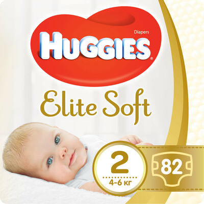 Подгузники Huggies Elite Soft размер 2, 4-6 кг, 82 шт.