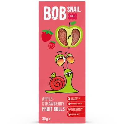 Цукерки Bob Snail Равлик Боб натуральні яблучно-полуничні 30 г