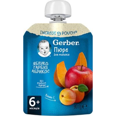 Пюре фруктово-овощное Gerber Яблоко, тыква, абрикос с 6-ти месяцев 90 г