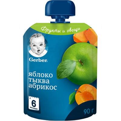 Пюре фруктово-овощное Gerber Яблоко, тыква, абрикос с 6-ти месяцев 90 г