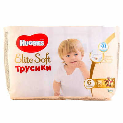 Подгузники-трусики Huggies Elite Soft размер 6, 16-22 кг, 28 шт.