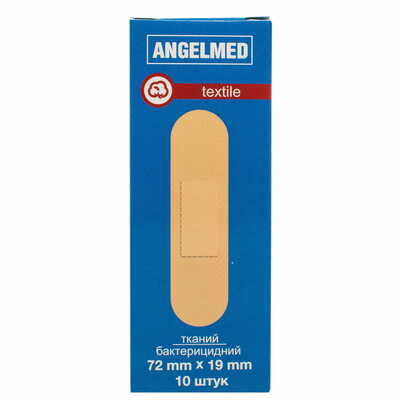 Пластырь бактерицидный Angelmed на тканевой основе 19 мм х 72 мм 10 шт.