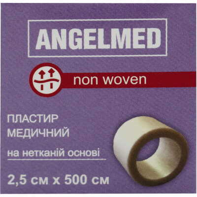 Пластырь медицинский Angelmed на нетканой основе 2,5 см х 500 см 1 шт.