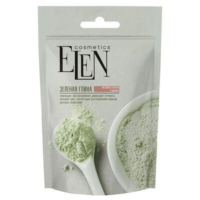 Глина зеленая Elen Cosmetics косметическая с экстрактом лопуха и арники 50 г