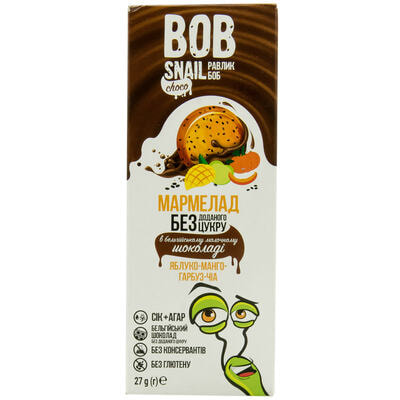 Мармелад Bob Snail Улитка Боб Яблоко-манго-тыква-чиа в бельгийском молочном шоколаде 27 г