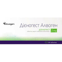 Дієногест Алвоген таблетки по 2 мг №84 (6 блістерів х 14 таблеток)