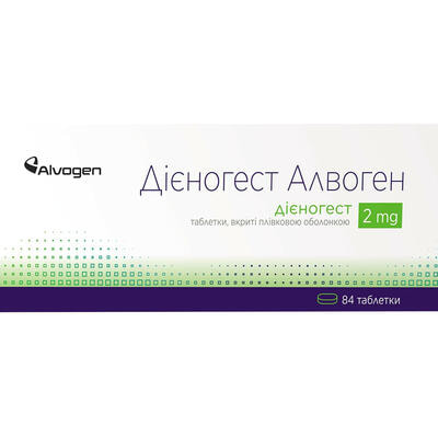 Диеногест Алвоген таблетки по 2 мг №84 (6 блистеров х 14 таблеток)