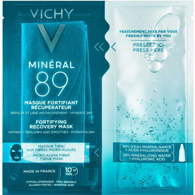Маска для обличчя Vichy Mineral 89 тканинна зміцнювальна для зволоження та відновлення шкіри 29 мл