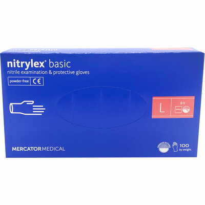 Перчатки смотровые Nitrylex Basic нитриловые нестерильные неприпудренные синие размер L пара