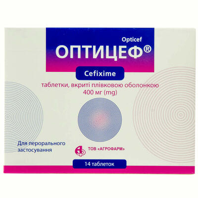 Оптицеф таблетки по 400 мг №14 (2 блістери х 7 таблеток)