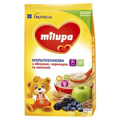 Каша безмолочная Milupa Мультизлаковая с яблоком, черникой и ежевикой с 7-ми месяцев 170 г