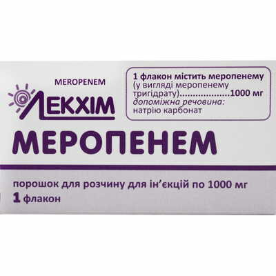 Меропенем порошок д/ін. по 1000 мг (флакон)